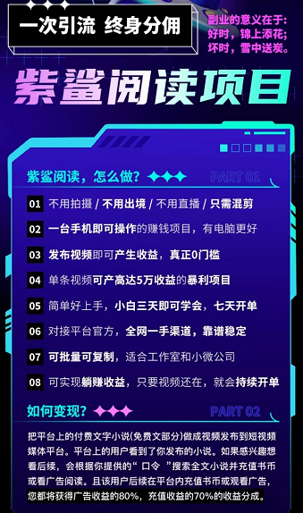 紫鲨阅读真的能赚钱吗？抖音免费小说推文蓝海项目变现怎么做？